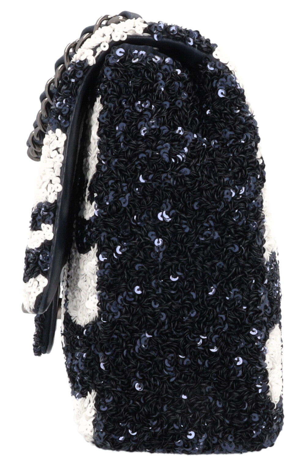 CHANEL Flap Bag Sequin Navy White