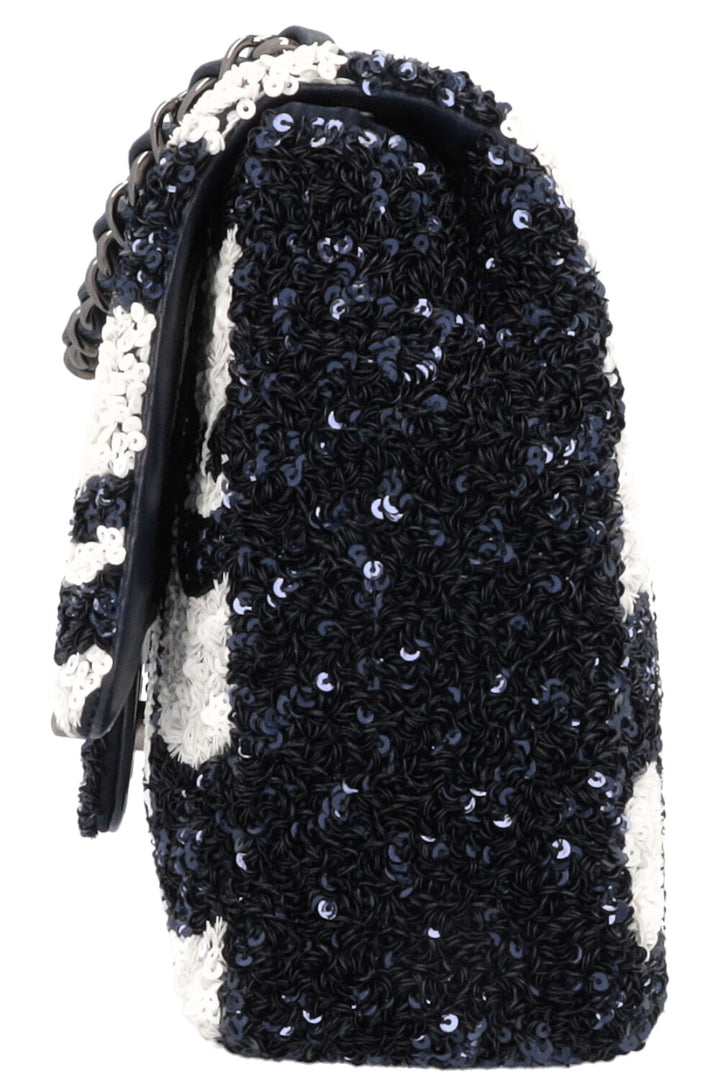 CHANEL Flap Bag Sequin Navy White