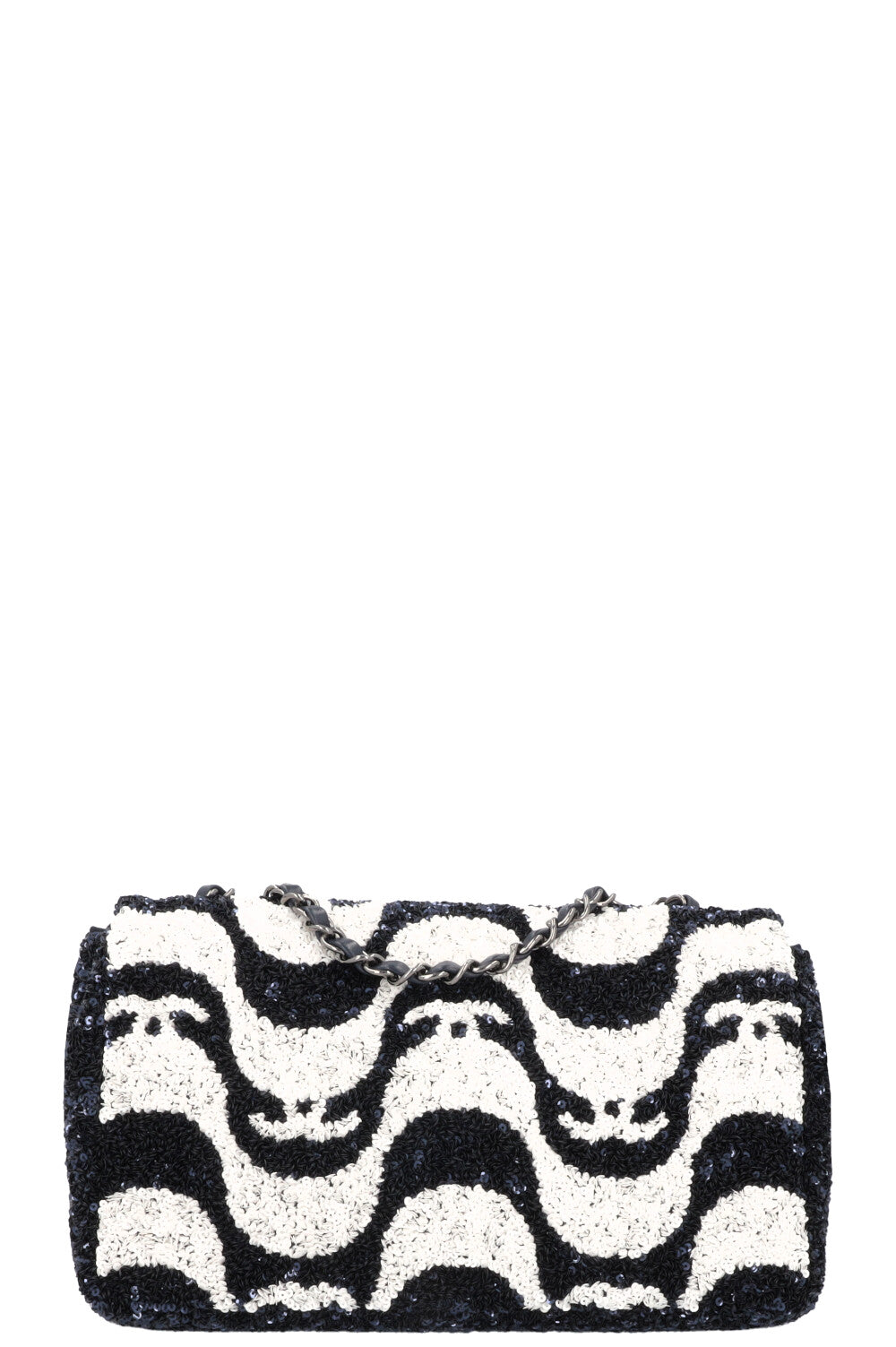 CHANEL Flap Bag Sequin Navy White