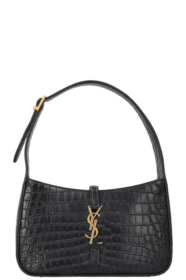 SAINT LAURENT Le 5 à 7 Croc Embossed Black