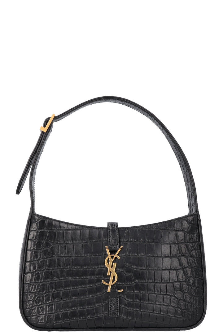 SAINT LAURENT Le 5 à 7 Croc Embossed Black