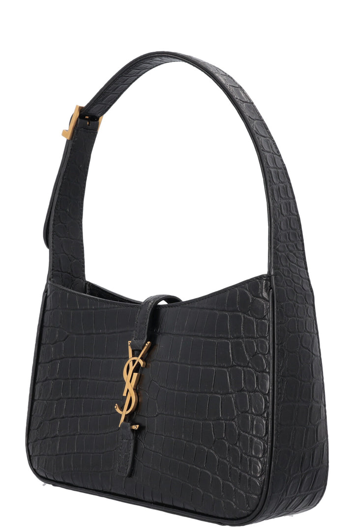 SAINT LAURENT Le 5 à 7 Croc Embossed Black