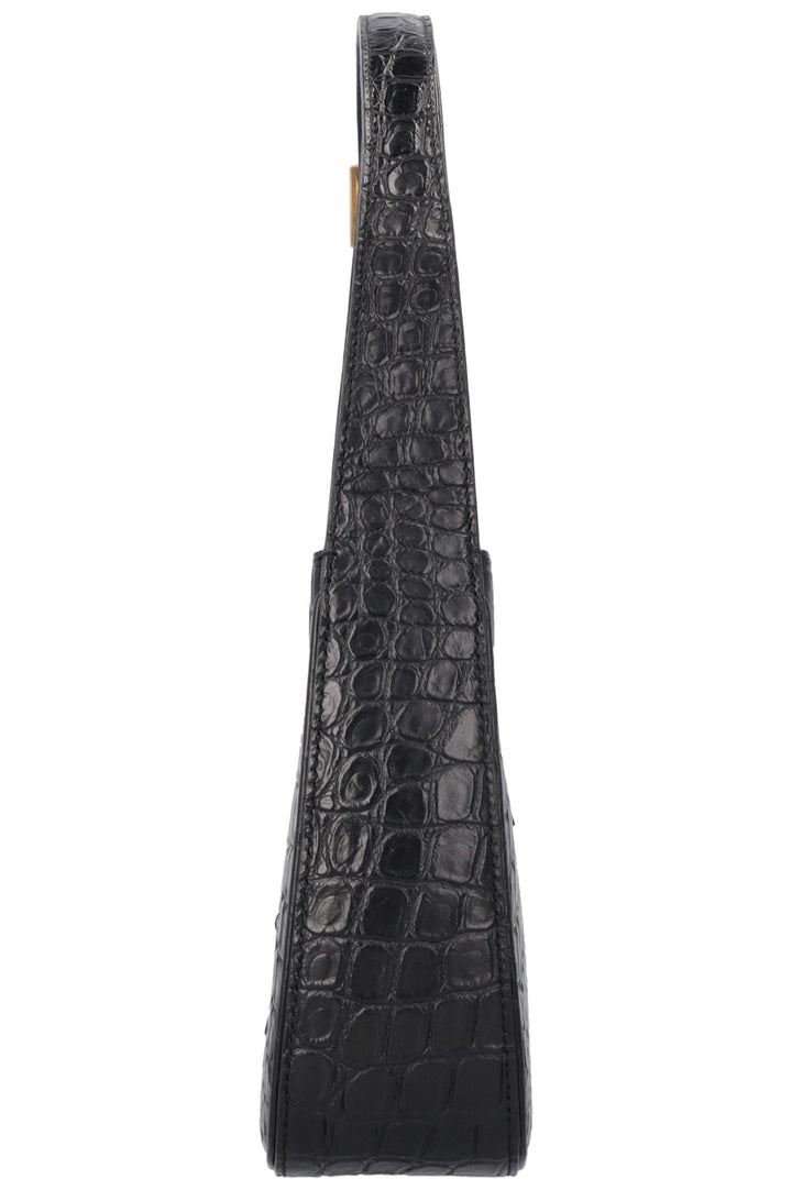 SAINT LAURENT Le 5 à 7 Croc Embossed Black