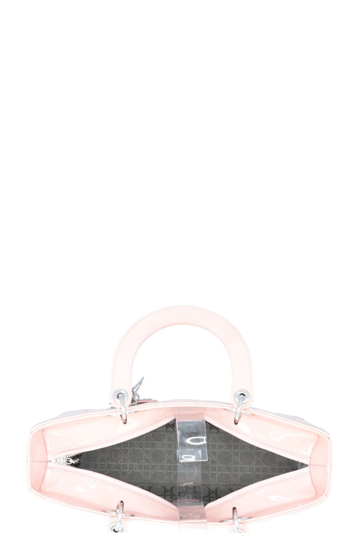 CHRISTIAN DIOR Large Lady Dior Patent Rosa