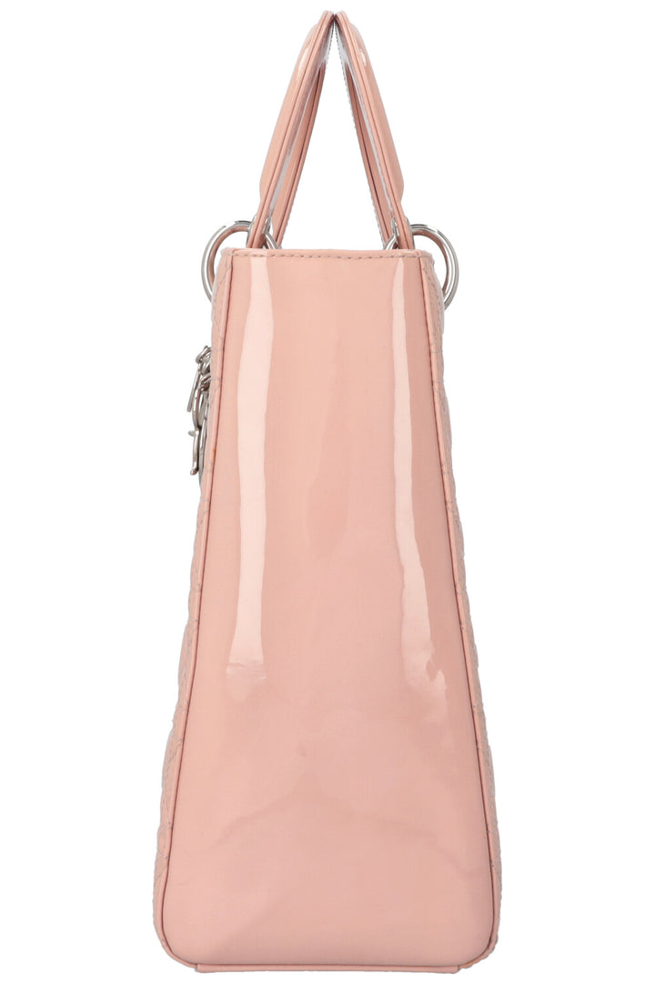 CHRISTIAN DIOR Large Lady Dior Patent Rosa