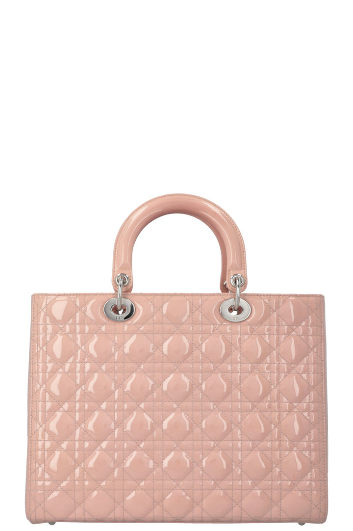 CHRISTIAN DIOR Large Lady Dior Patent Rosa