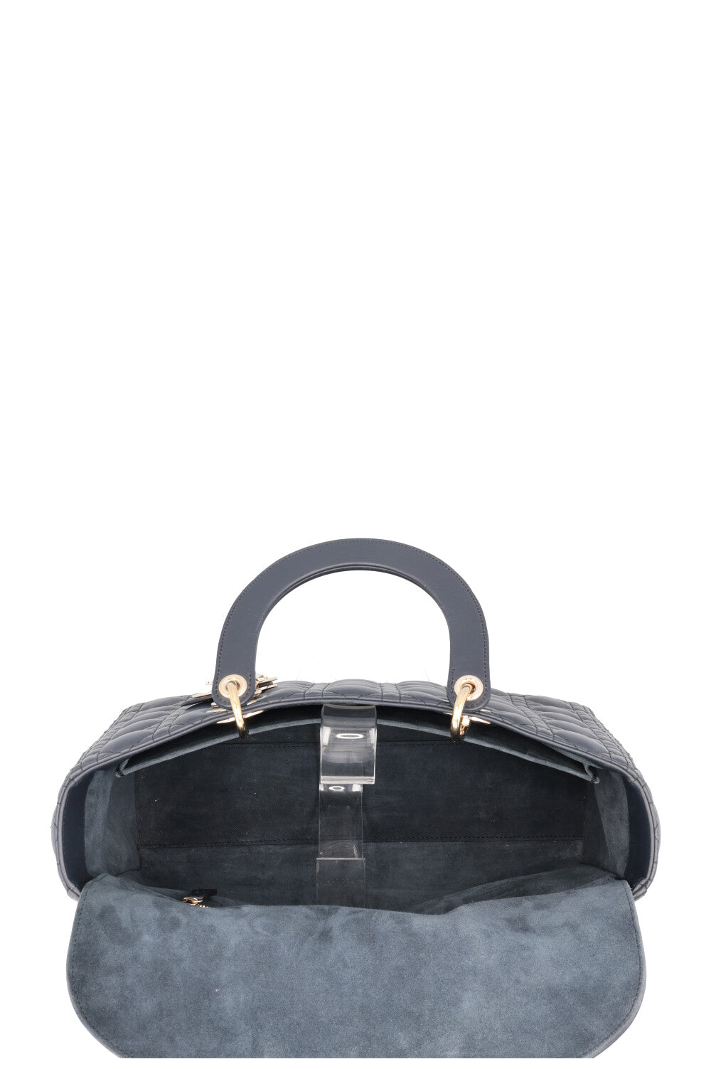 CHRISTIAN DIOR Large Lady Dior Bag Leather Navy
