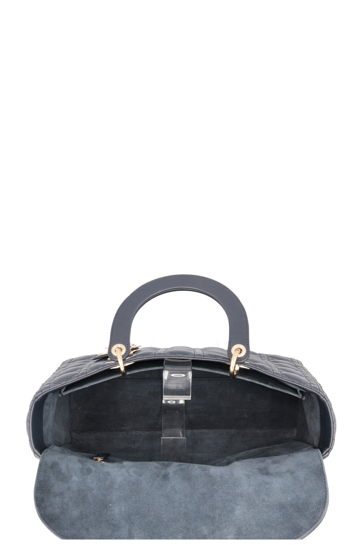 CHRISTIAN DIOR Large Lady Dior Bag Leather Navy
