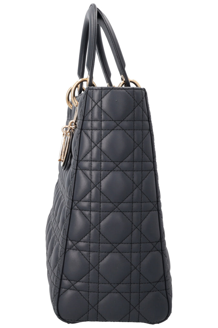 CHRISTIAN DIOR Large Lady Dior Bag Leather Navy