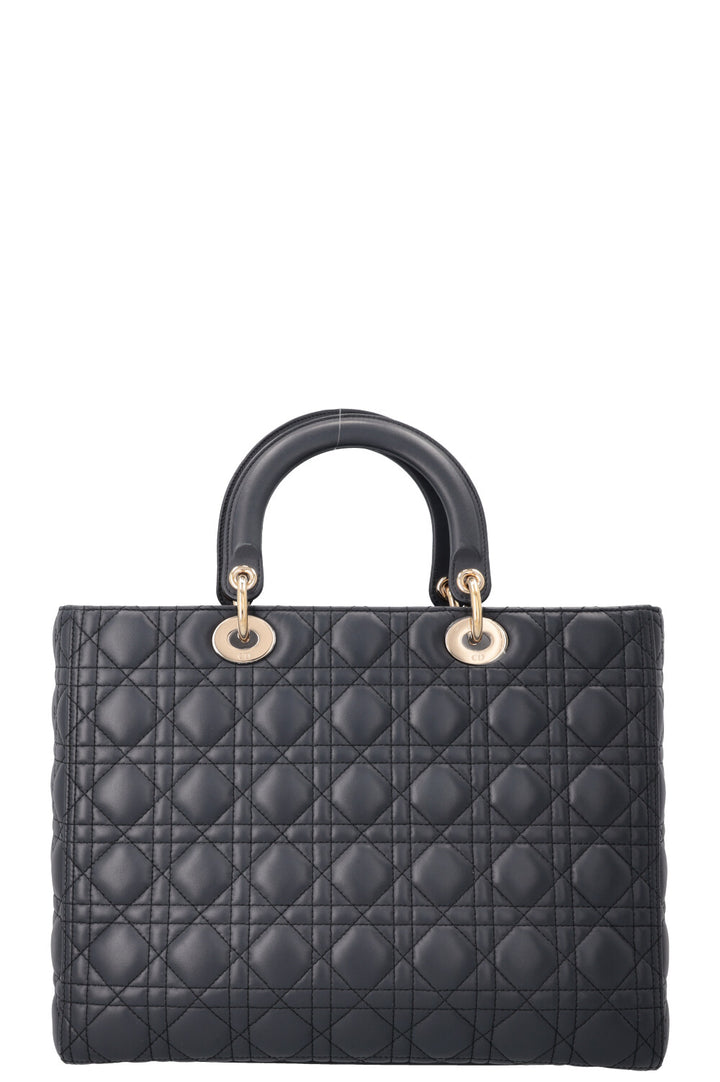 CHRISTIAN DIOR Large Lady Dior Bag Leather Navy