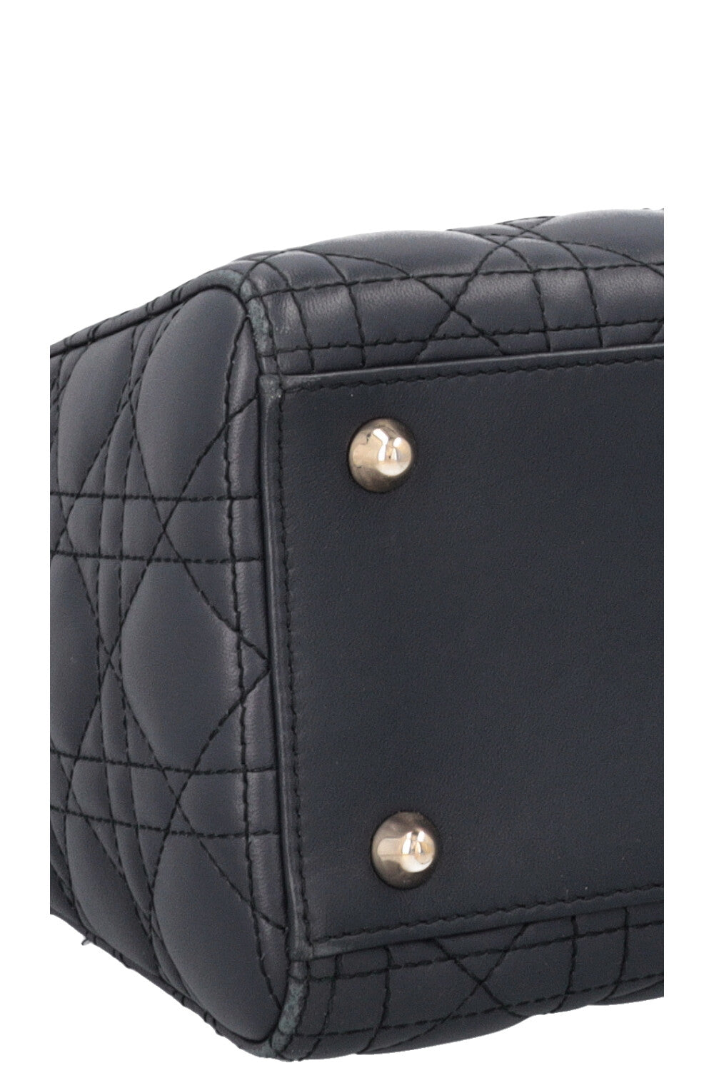 CHRISTIAN DIOR Large Lady Dior Bag Leather Navy