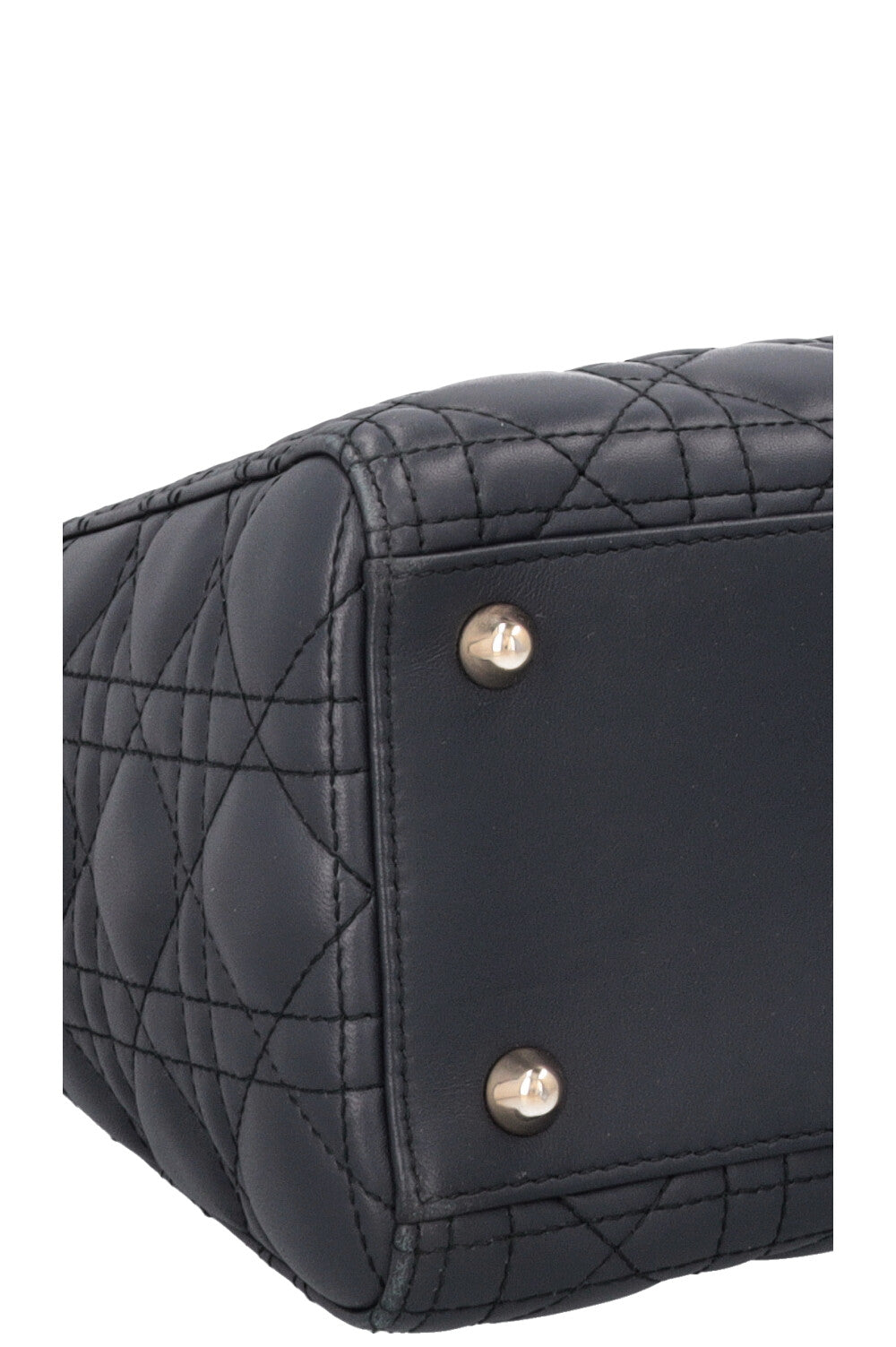 CHRISTIAN DIOR Large Lady Dior Bag Leather Navy