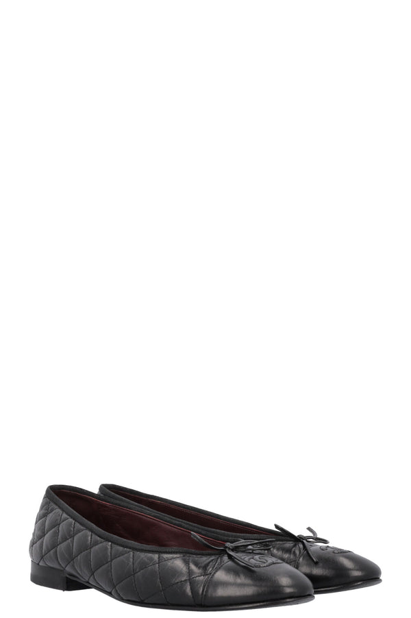 CHANEL Classic Ballet Flats Quilted Black