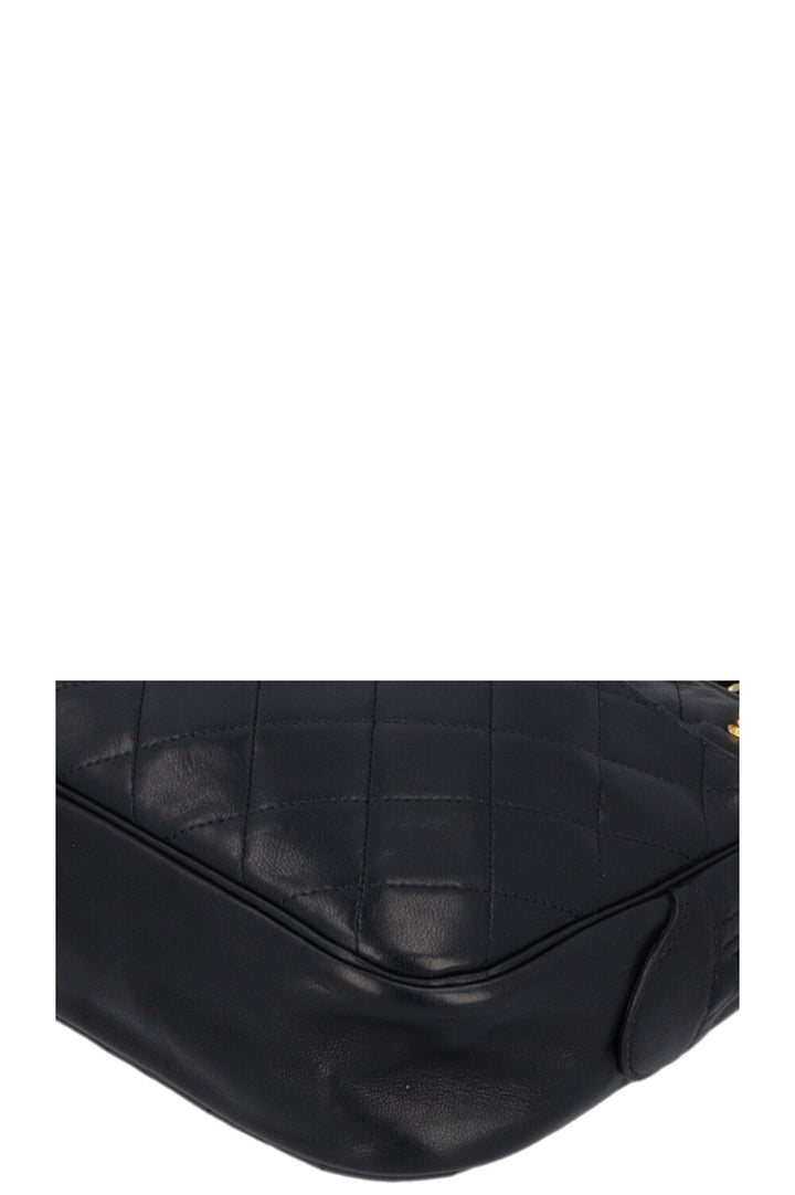 CHANEL Quilted Logo Shoulder Bag Navy