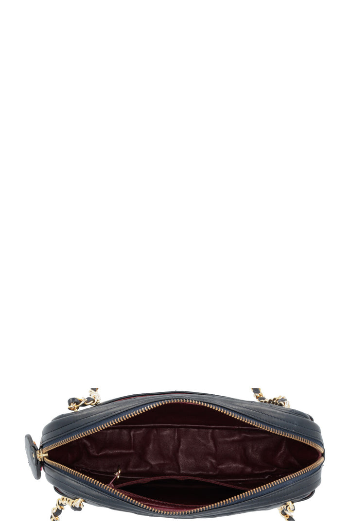 CHANEL Quilted Logo Shoulder Bag Navy