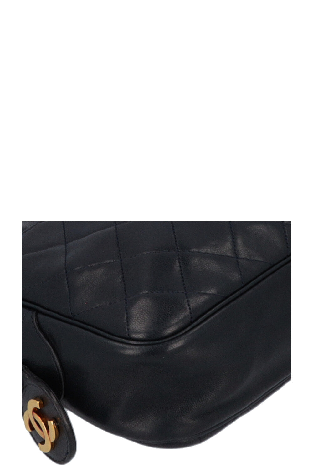 CHANEL Quilted Logo Shoulder Bag Navy