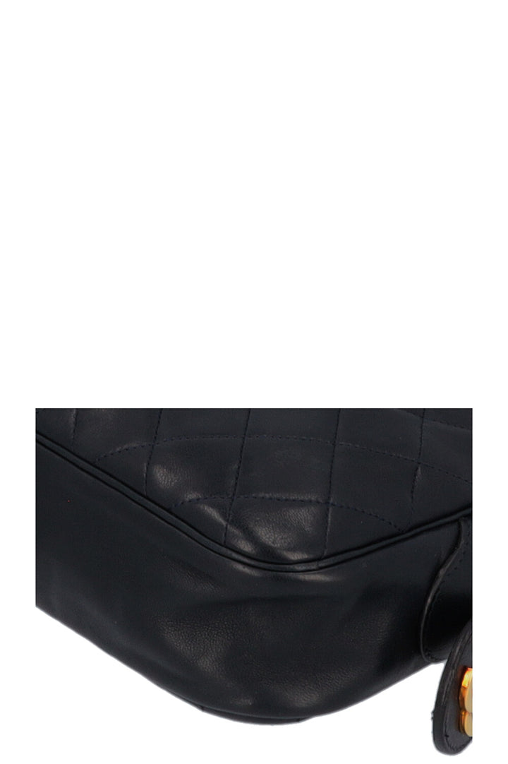 CHANEL Quilted Logo Shoulder Bag Navy