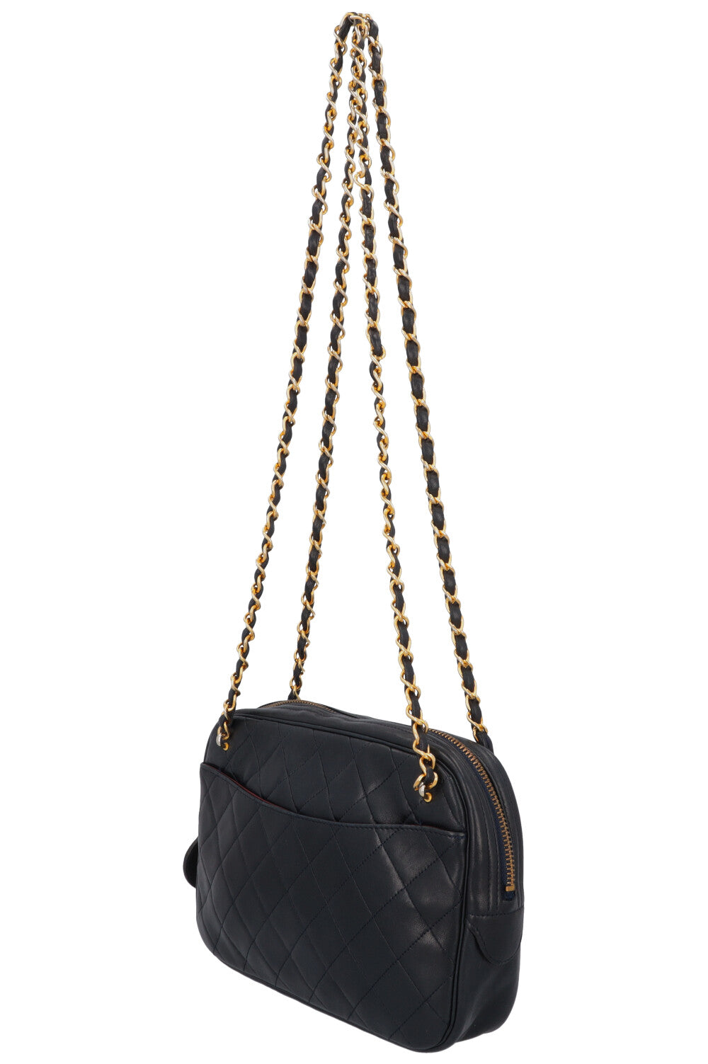 CHANEL Quilted Logo Shoulder Bag Navy