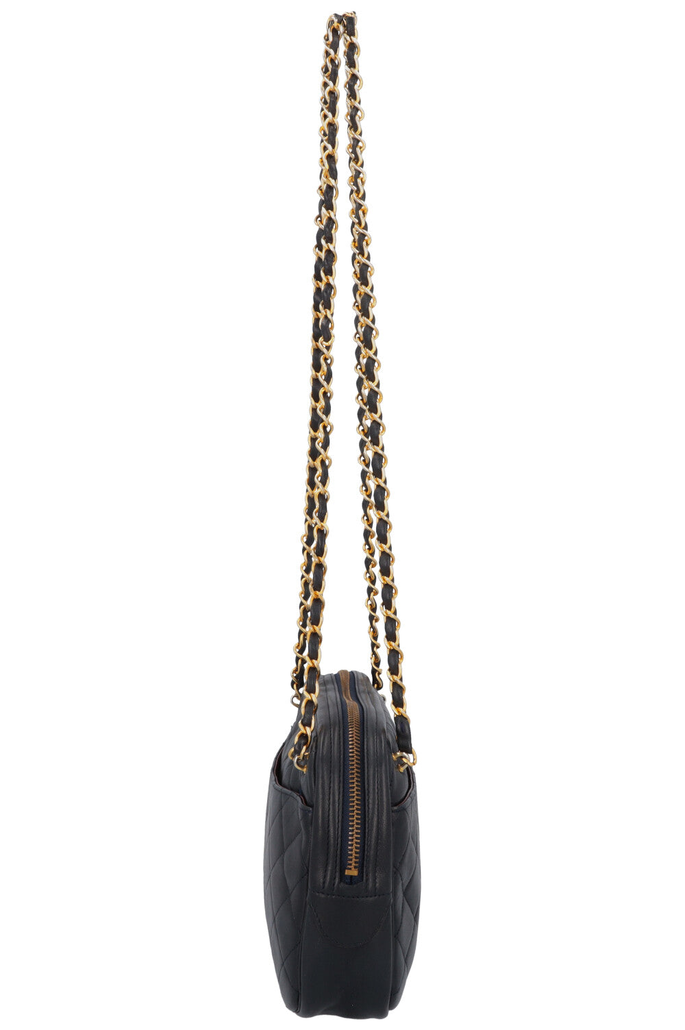 CHANEL Quilted Logo Shoulder Bag Navy