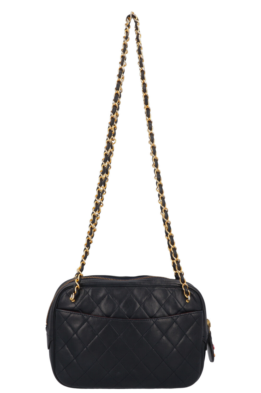 CHANEL Quilted Logo Shoulder Bag Navy
