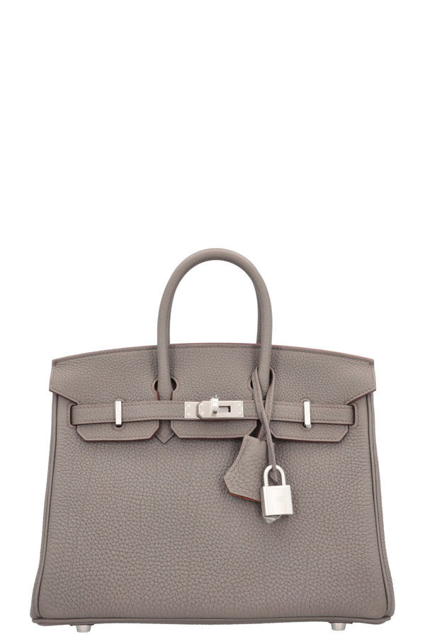 HERMÈS Horseshoe Birkin 25 Verso Retourne Togo Etain & Gold