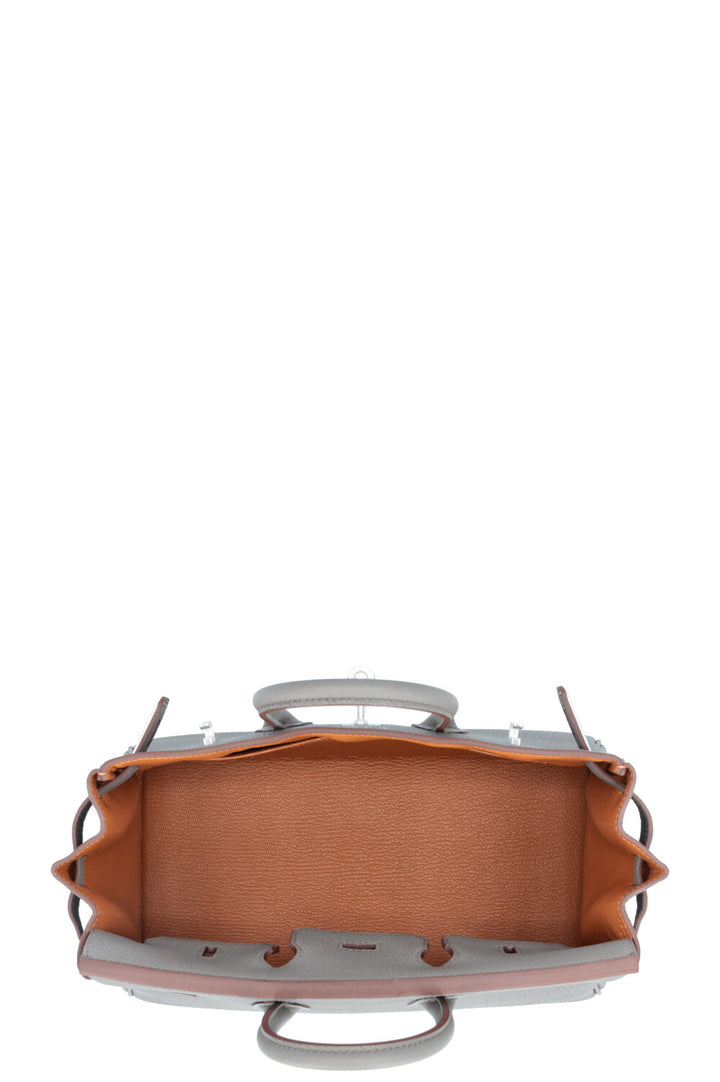 HERMÈS Horseshoe Birkin 25 Verso Retourne Togo Etain & Gold