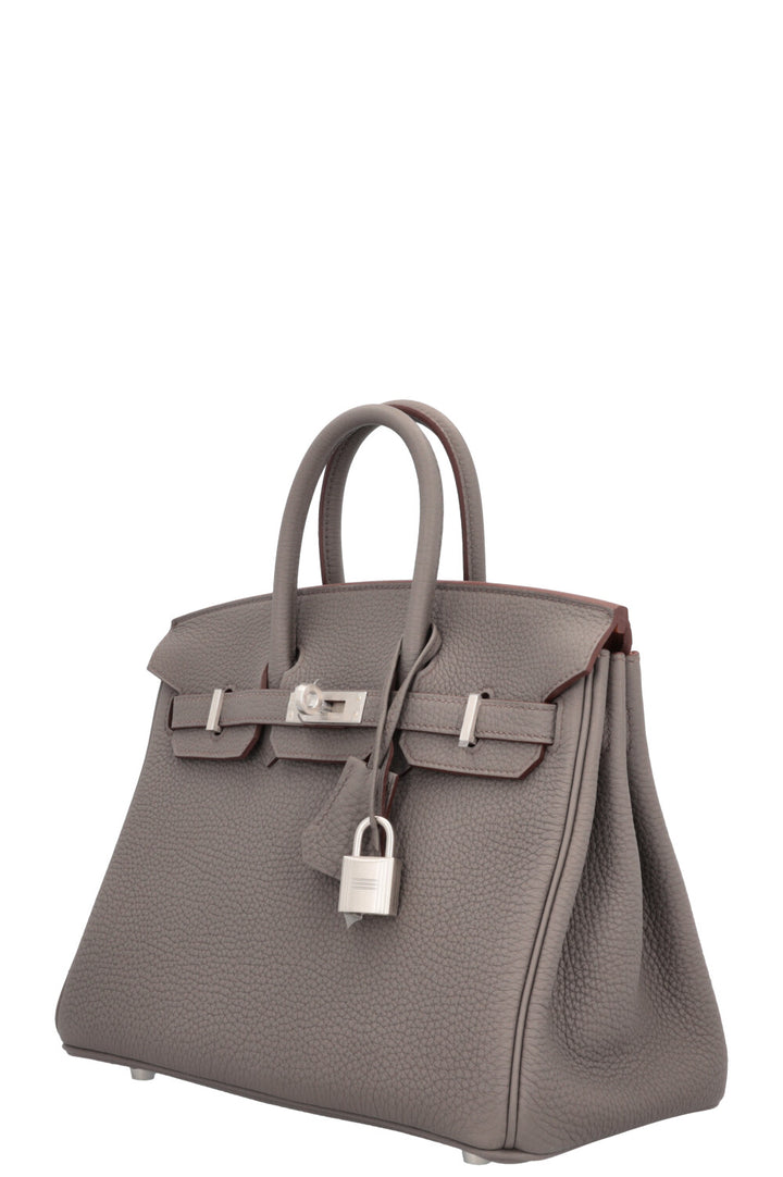 HERMÈS Horseshoe Birkin 25 Verso Retourne Togo Etain & Gold