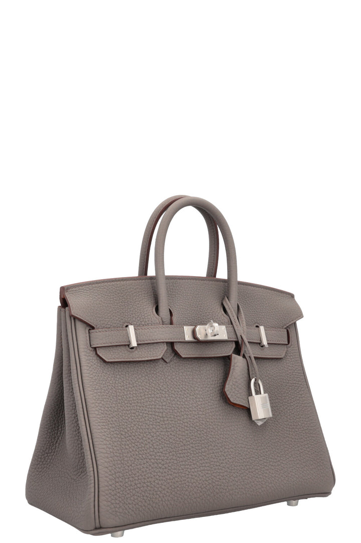 HERMÈS Horseshoe Birkin 25 Verso Retourne Togo Etain & Gold