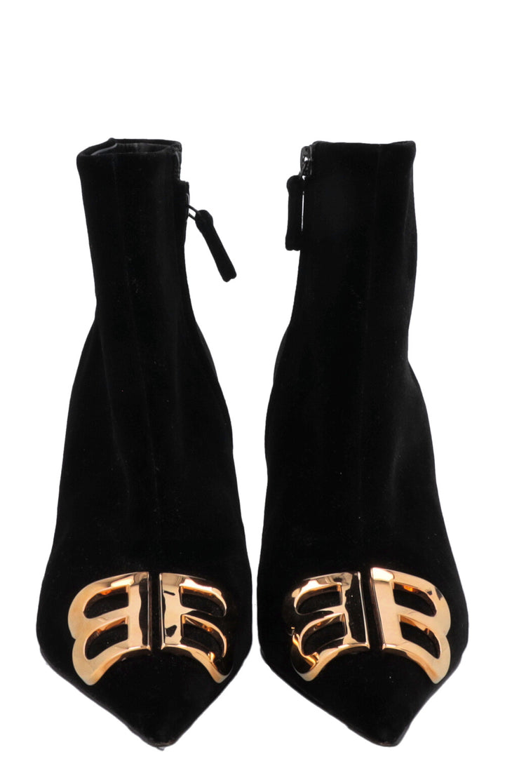 BALENCIAGA Knife BB Ankle Boots Velvet Black