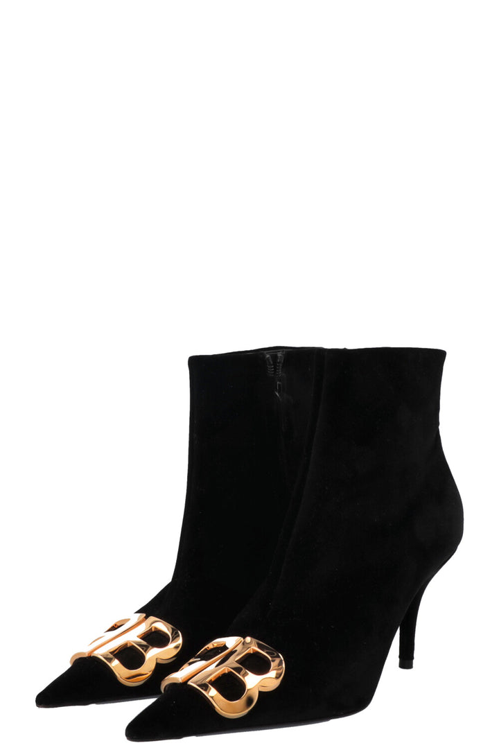 BALENCIAGA Knife BB Ankle Boots Velvet Black