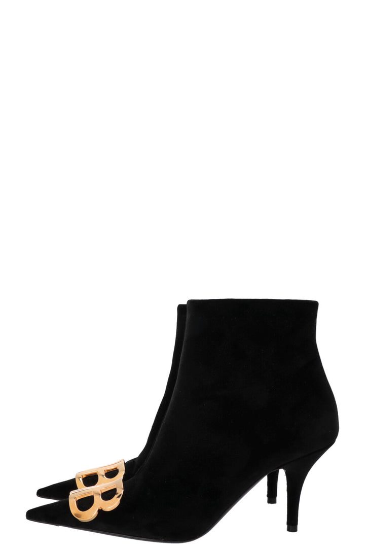 BALENCIAGA Knife BB Ankle Boots Velvet Black
