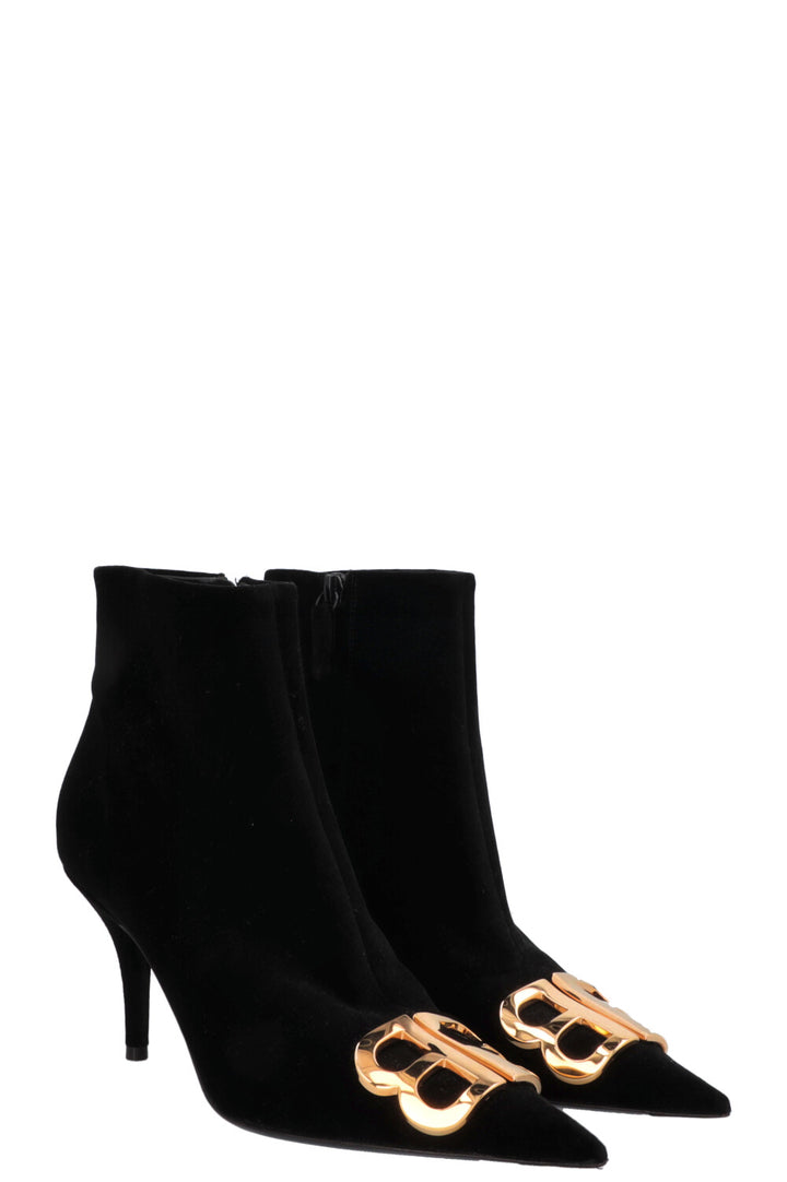 BALENCIAGA Knife BB Ankle Boots Velvet Black