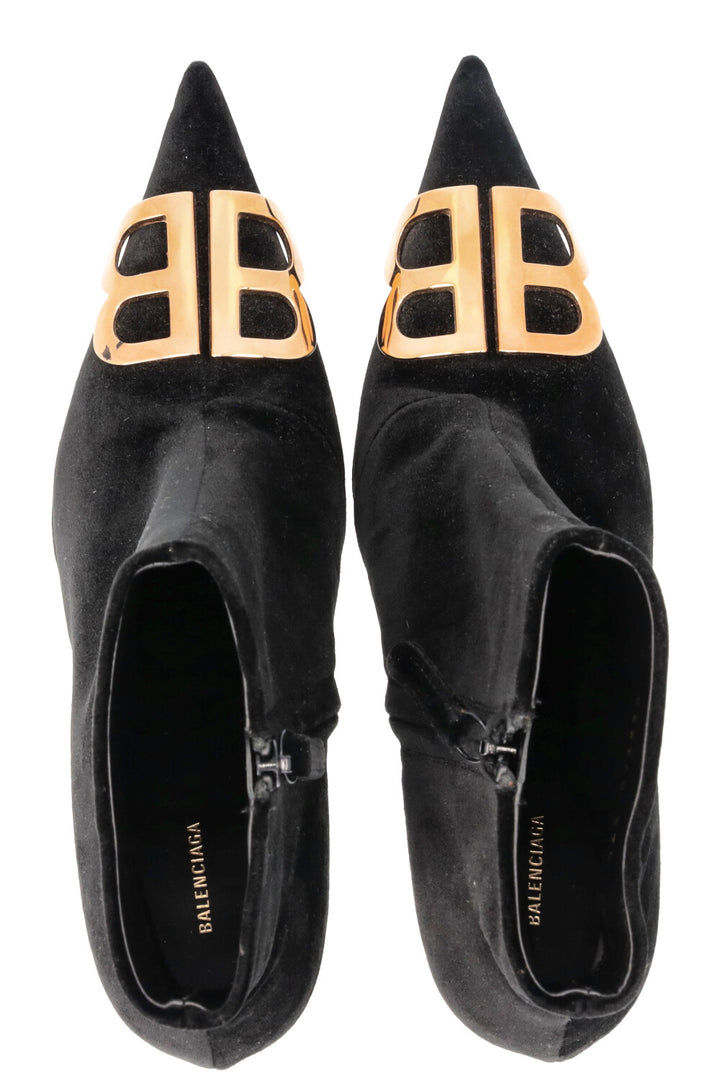 BALENCIAGA Knife BB Ankle Boots Velvet Black