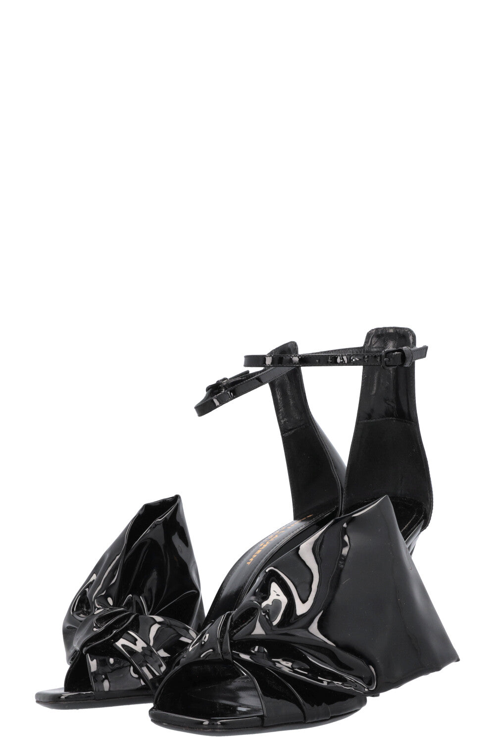 SAINT LAURENT Bow Heels Patent Black