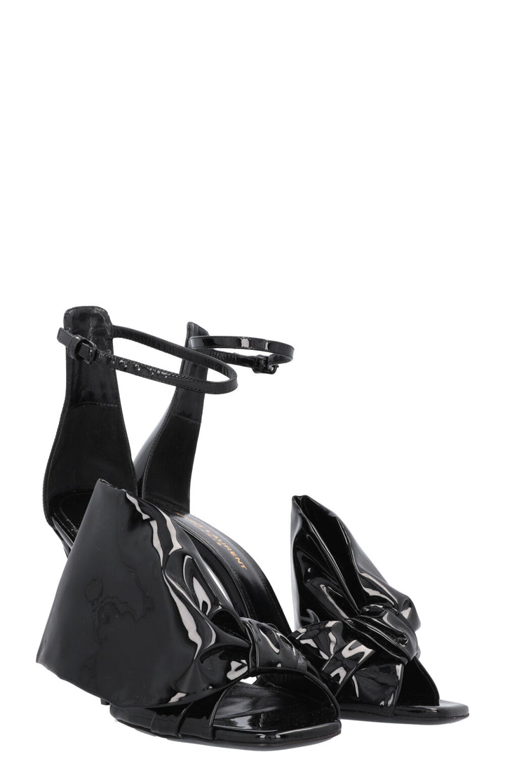 SAINT LAURENT Bow Heels Patent Black
