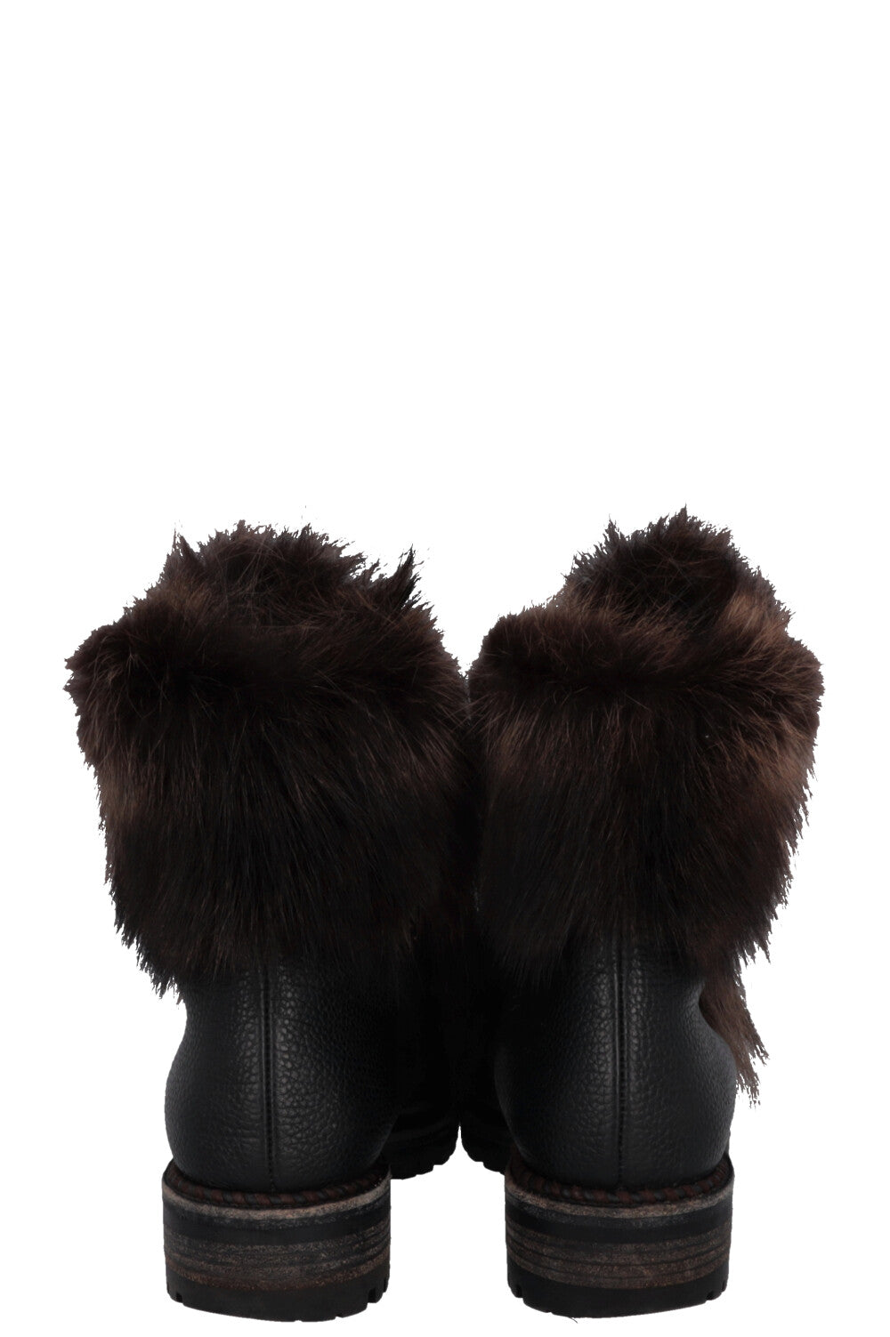 CHRISTIAN LOUBOUTIN Fur Hiking Boots Brown