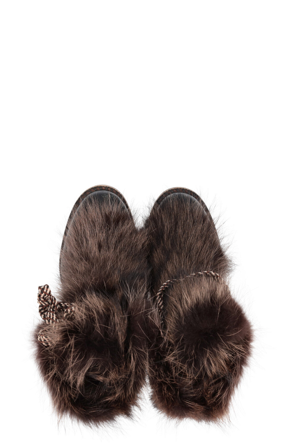 CHRISTIAN LOUBOUTIN Fur Hiking Boots Brown