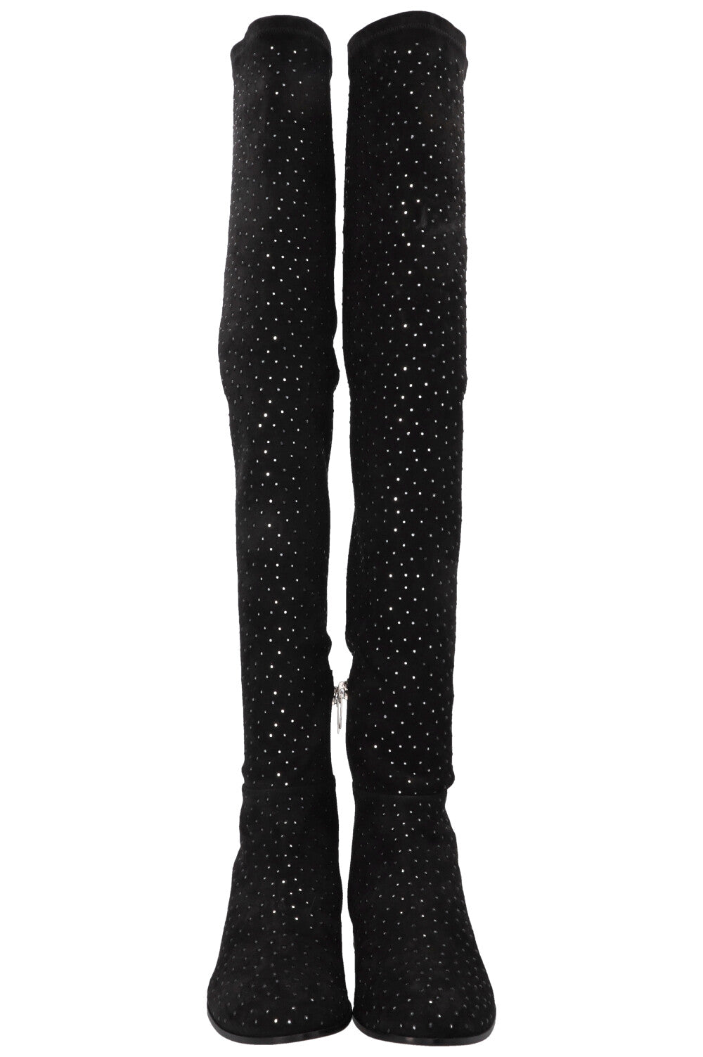 JIMMY CHOO Myren Crystal Overknee Boots Suede Black