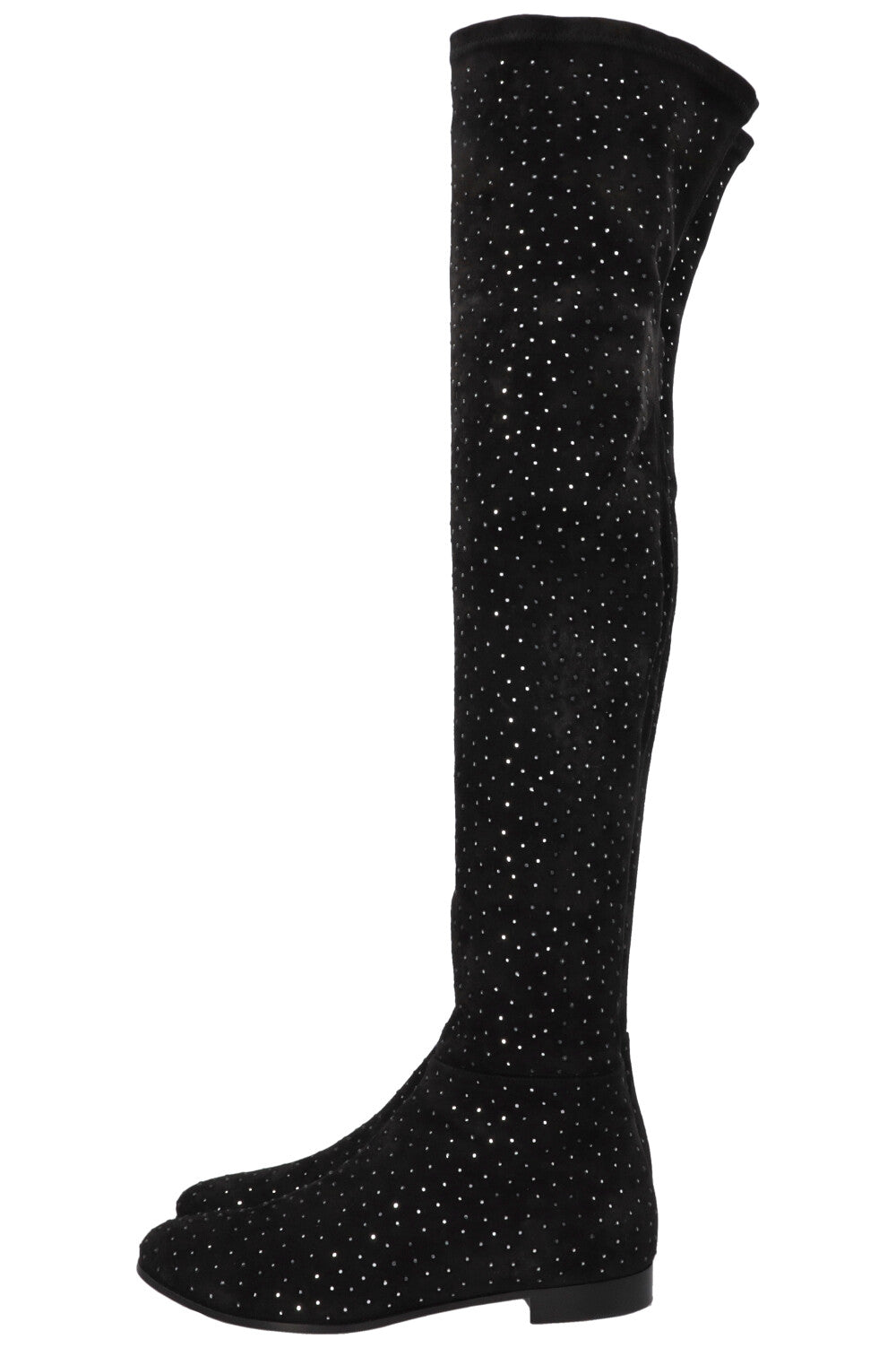JIMMY CHOO Myren Crystal Overknee Boots Suede Black