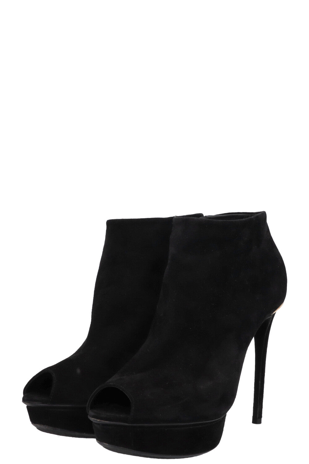 LOUIS VUITTON Open Toe Platform Heels Suede Black