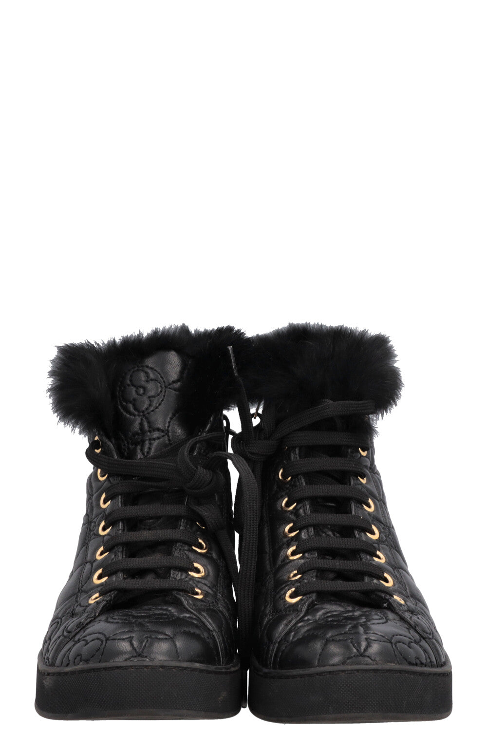 LOUIS VUITTON Fur Blossom Ankle Boots Leather