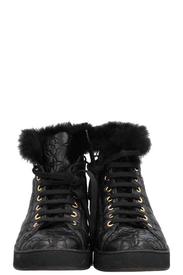 LOUIS VUITTON Fur Blossom Ankle Boots Leather