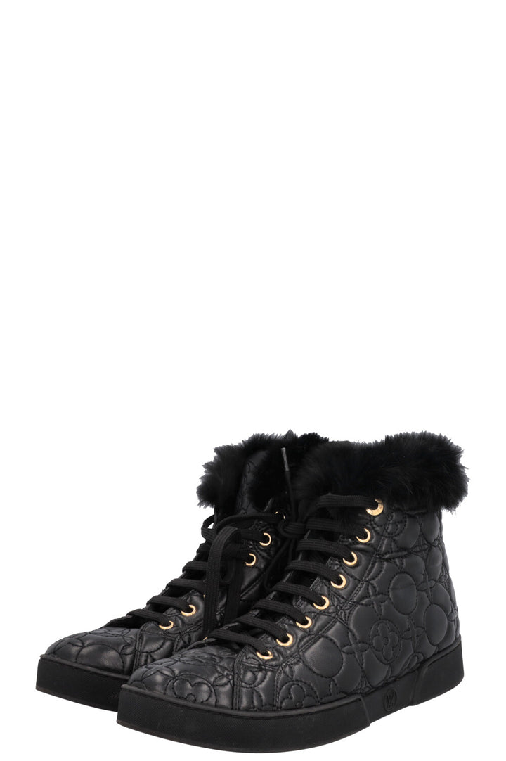 LOUIS VUITTON Fur Blossom Ankle Boots Leather