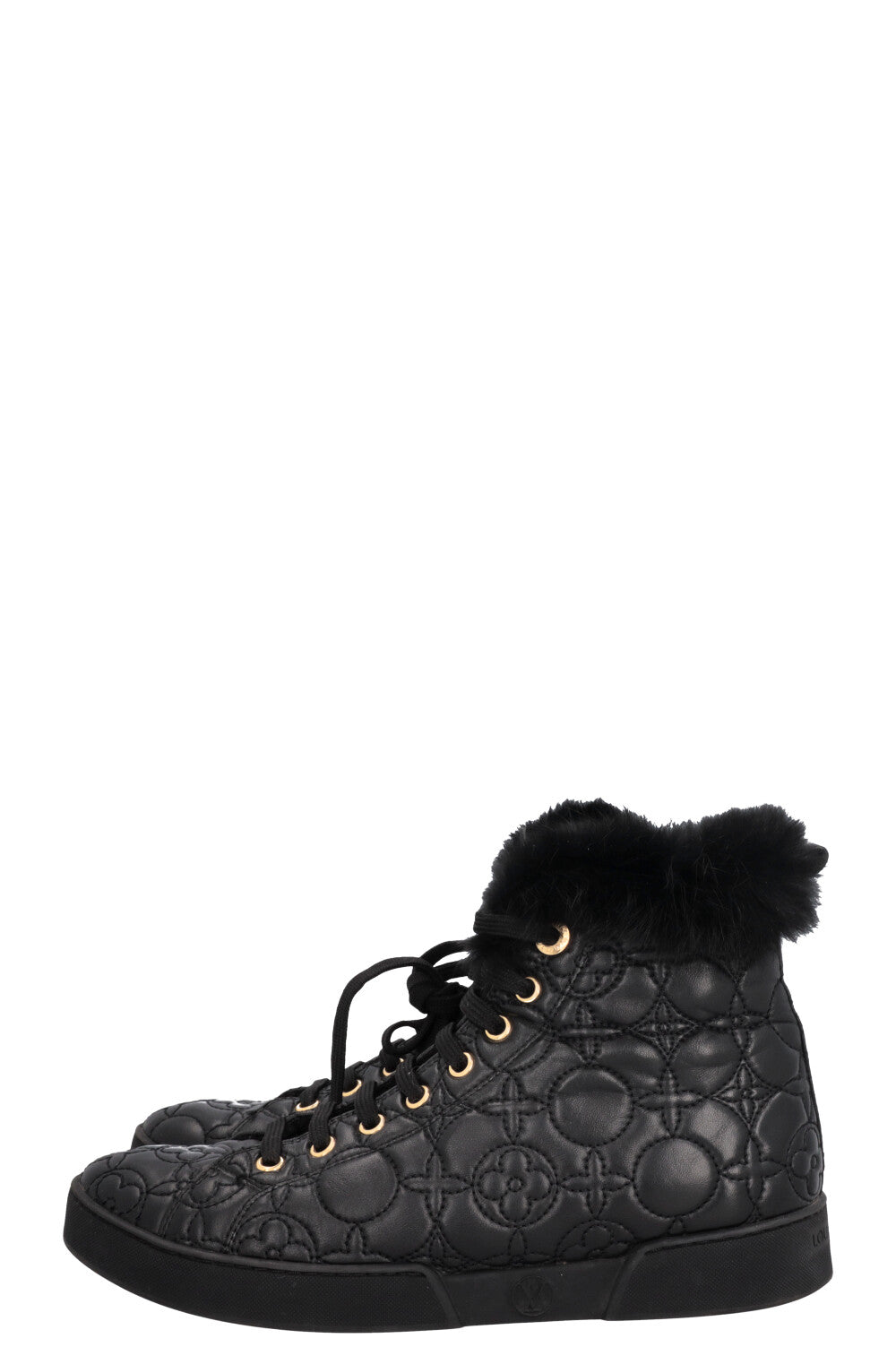 LOUIS VUITTON Fur Blossom Ankle Boots Leather