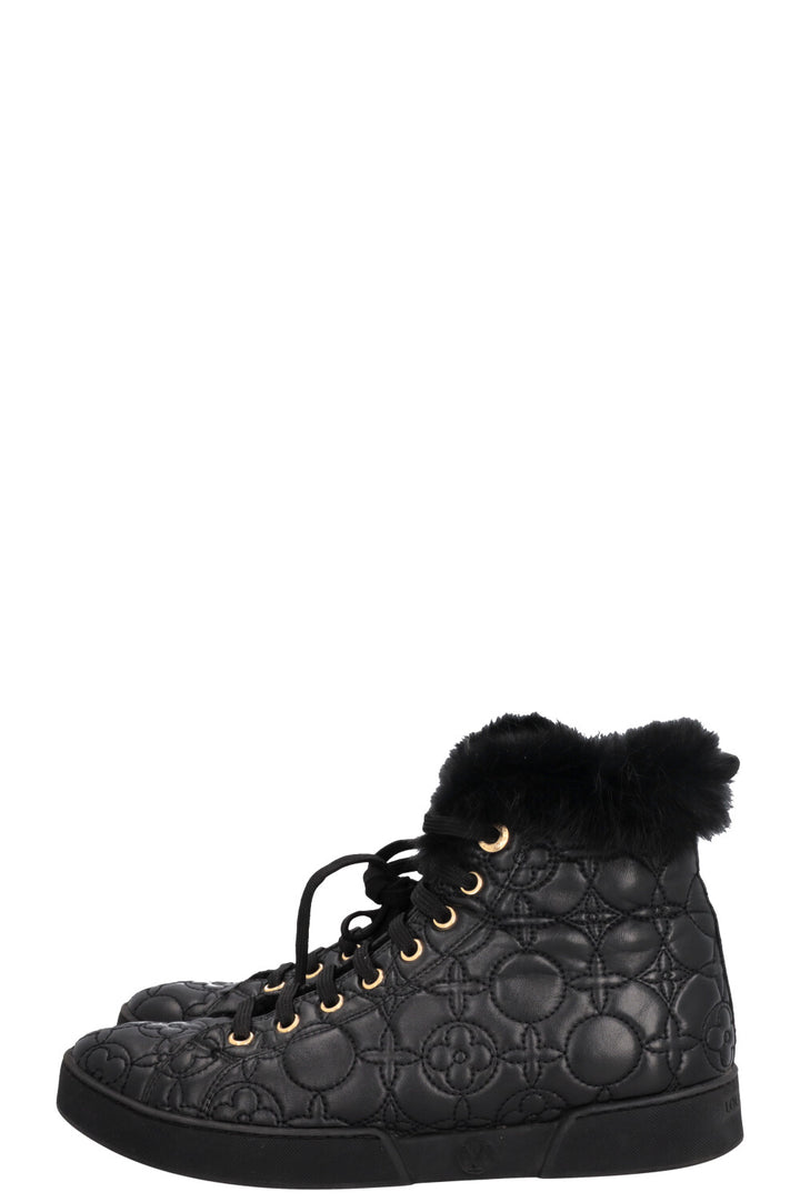 LOUIS VUITTON Fur Blossom Ankle Boots Leather