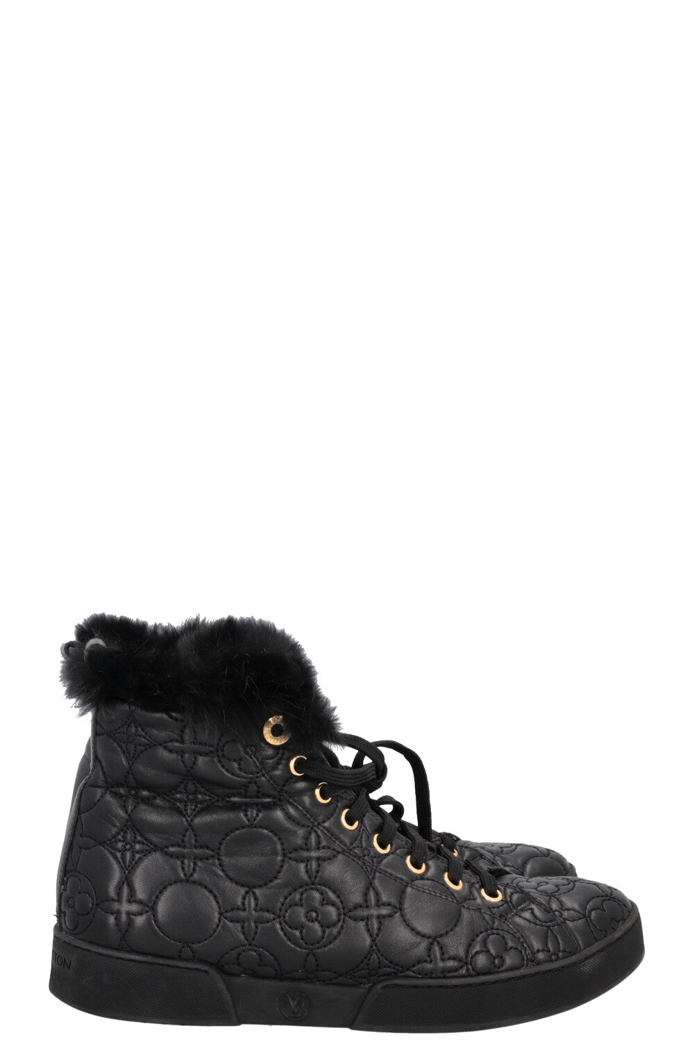 LOUIS VUITTON Fur Blossom Ankle Boots Leather