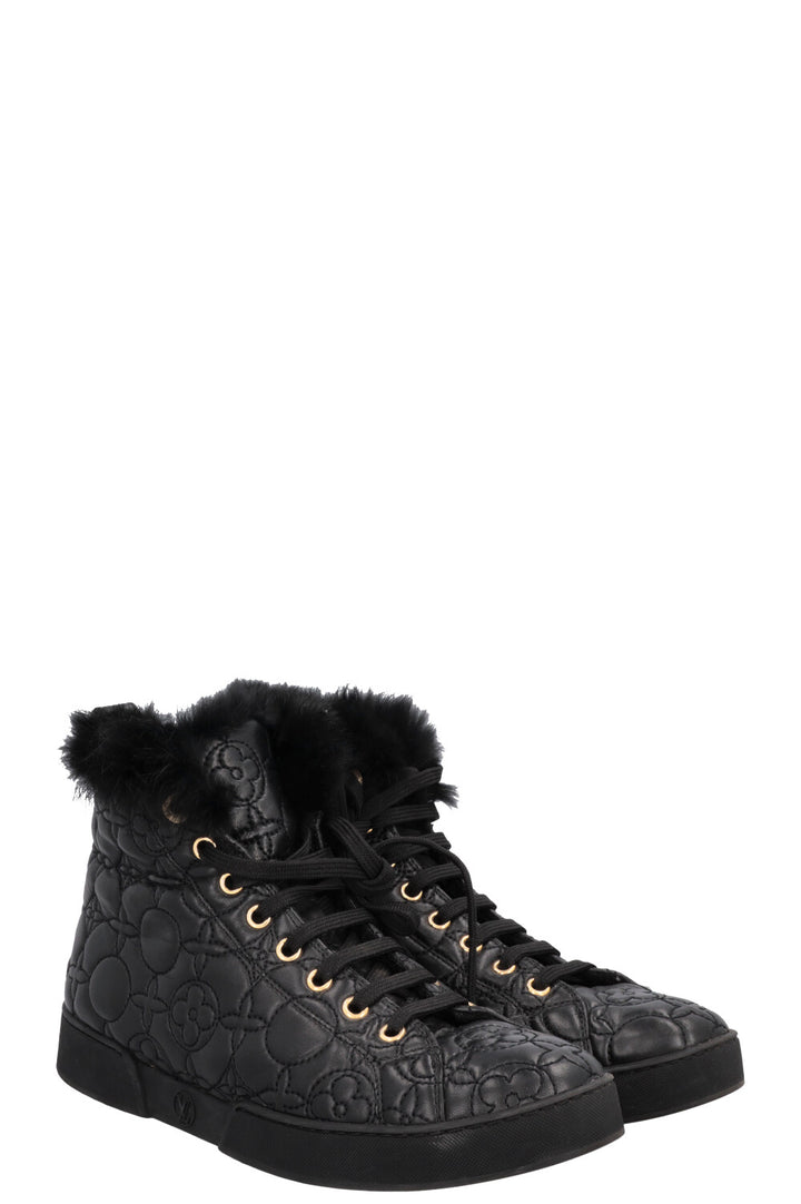 LOUIS VUITTON Fur Blossom Ankle Boots Leather