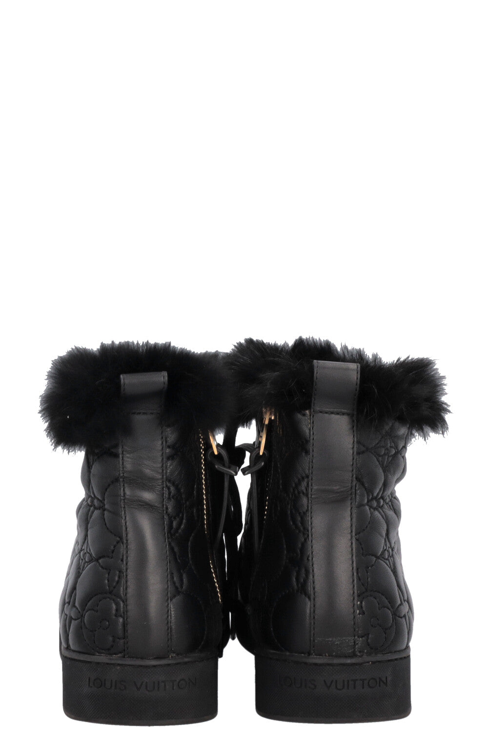 LOUIS VUITTON Fur Blossom Ankle Boots Leather