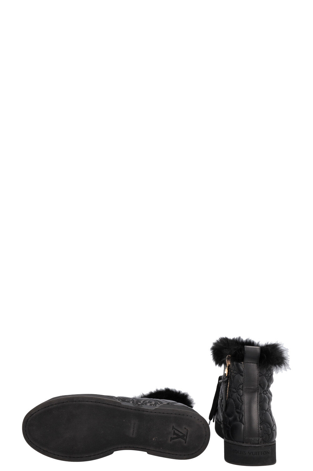 LOUIS VUITTON Fur Blossom Ankle Boots Leather
