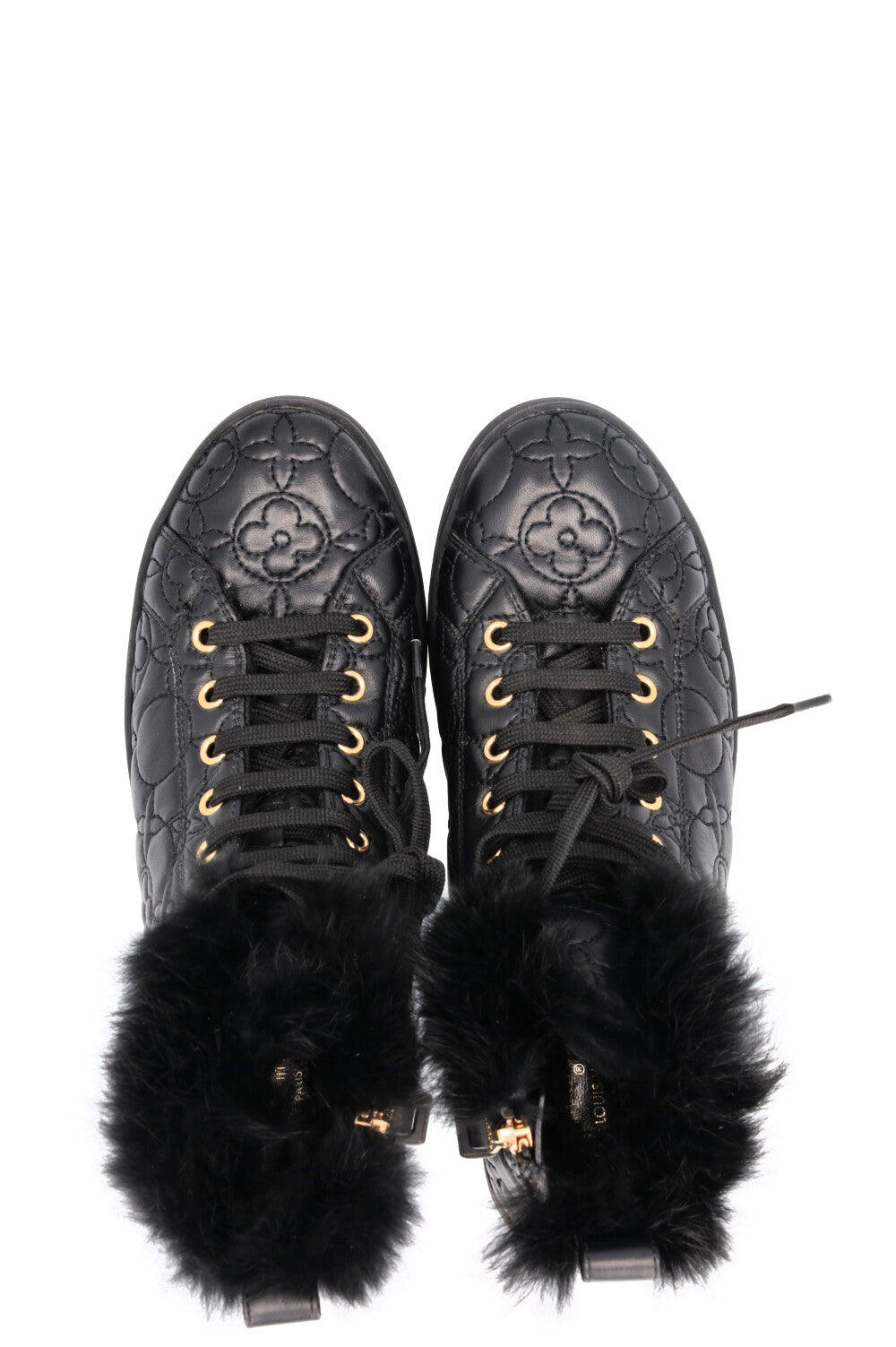 LOUIS VUITTON Fur Blossom Ankle Boots Leather